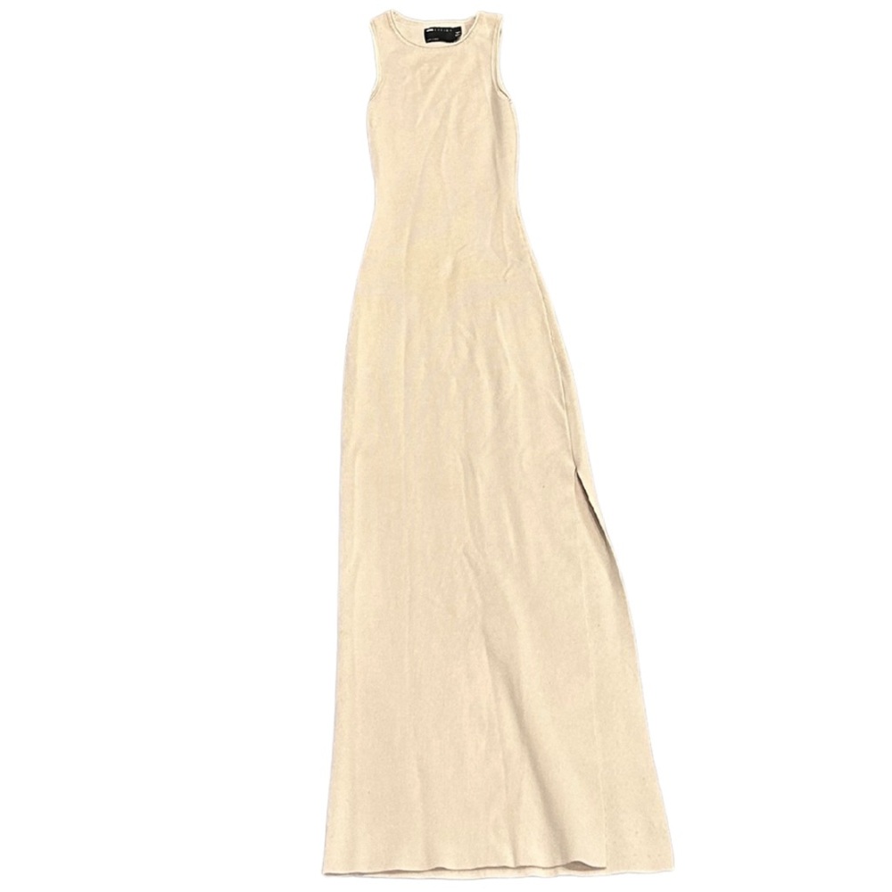 ASOS Ribbed Knit Maxi Dress with Slit | Cream | Size 0